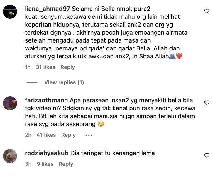 Bella Astillah sebak hingga ditenangkan